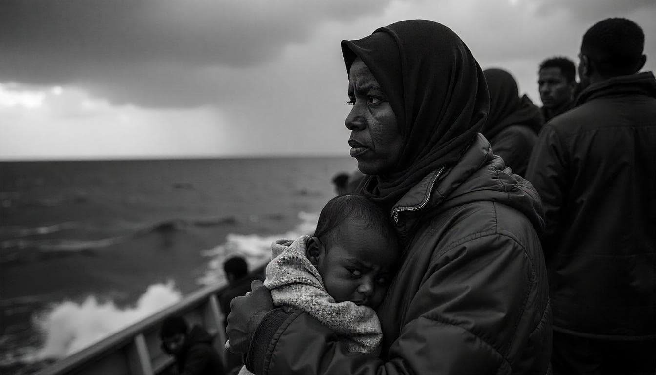Refugee mother and child